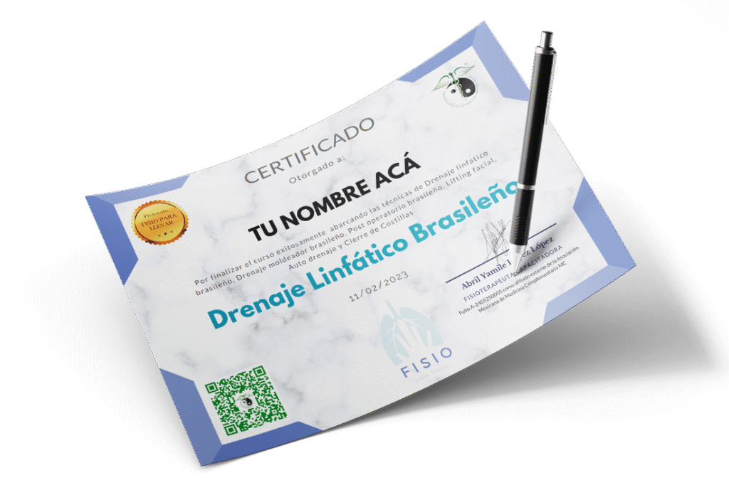 "Certificado oficial de finalización del curso de drenaje linfático brasileño de Abril López"