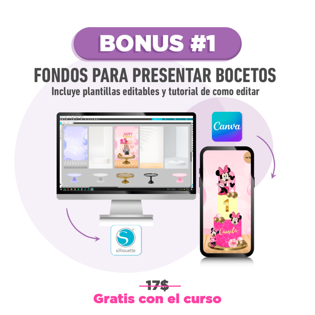"Regalo del curso pastelería digital para diseño de pasteles y cake toppers"