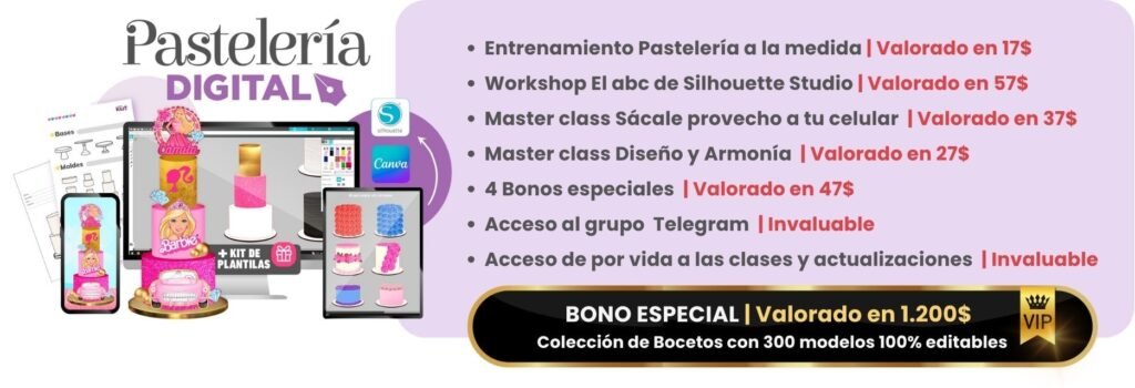 "Bonus exclusivo curso pastelería digital de Rosanny Orocopey"