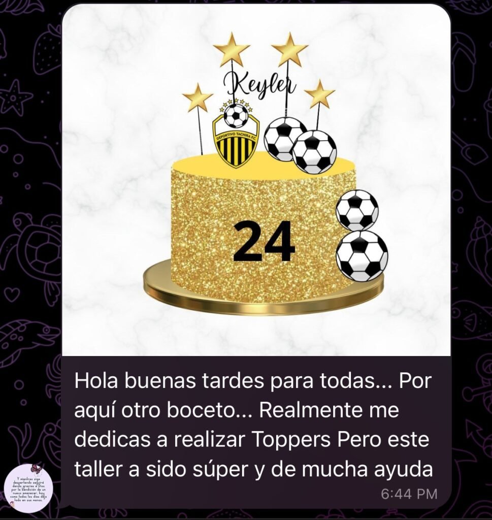 "Trabajo realizado por estudiante del curso pastelería digital"