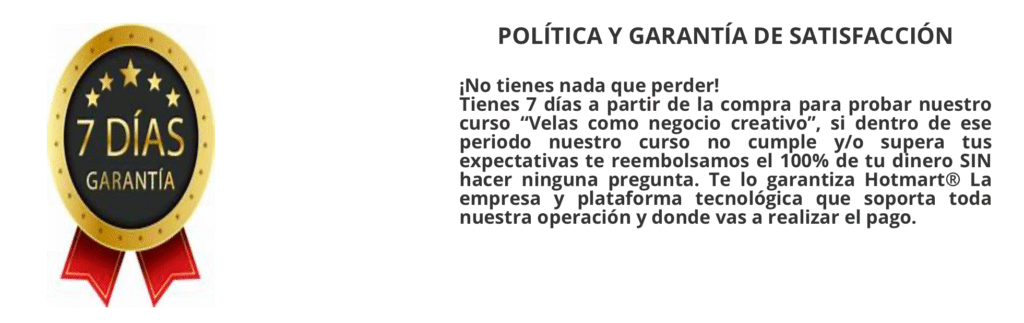 "Garantia curso Velas Artesanales Como Negocio Creativo"