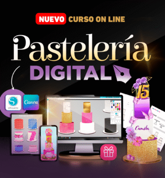 "Logo curso pastelería digital para diseño de pasteles y cake toppers"